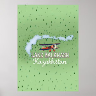 Poster Mapa dos lagos do Lago Balkhash Cazaquistão
