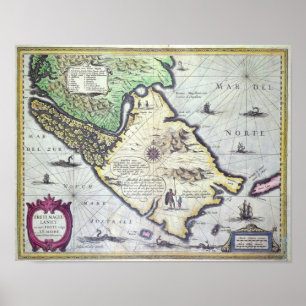Póster Mapa dos passos de Magellan, Patagonia