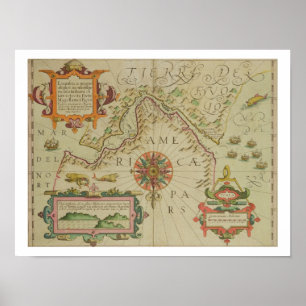 Póster Mapa dos passos de Magellan, Patagonia, do M