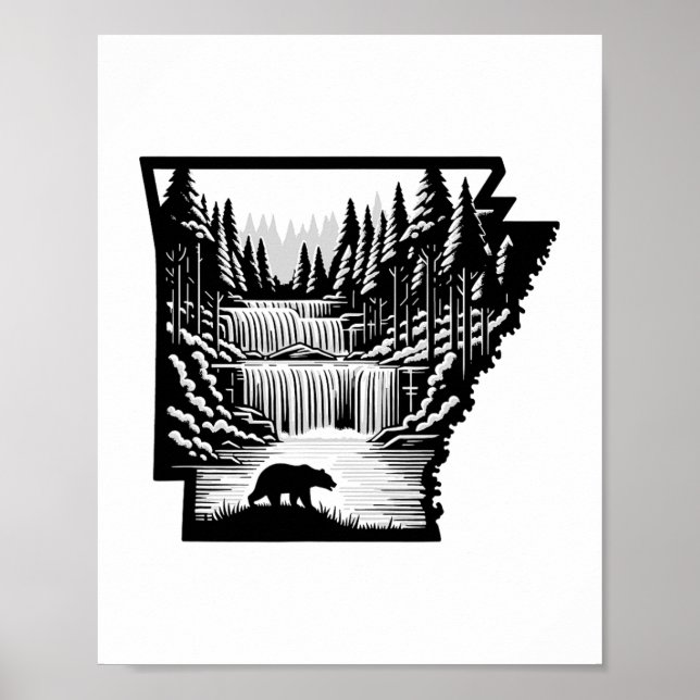Poster Mapa e paisagem do Arkansas  (Frente)