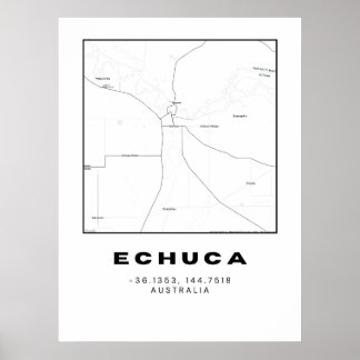 Poster Mapa Echuca Minimalista com Coordenadas