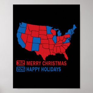 Poster Mapa Eleitoral 2024 Merry Christmas Trump Landslid