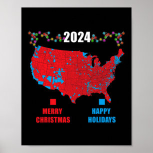 Poster Mapa Eleitoral 2024 Merry Christmas Trump Landslid