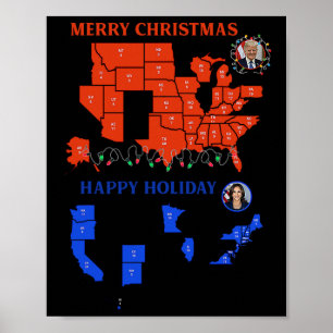 Poster Mapa Eleitoral 2024 Merry Christmas Trump Landslid