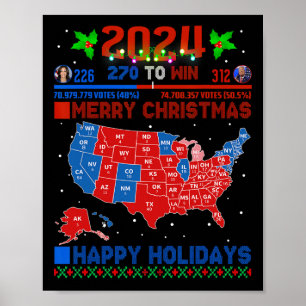 Poster Mapa Eleitoral 2024 Merry Christmas Trump Landslid