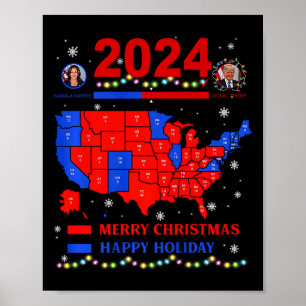 Poster Mapa Eleitoral 2024 Merry Christmas Trump Landslid