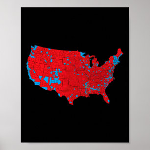 Poster Mapa Eleitoral 2024 Red Trump Vance Derrota Blue K