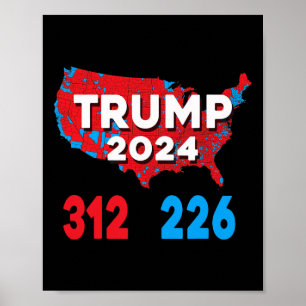 Poster Mapa Eleitoral 2024 Trump 312 Eleições Vermelhas 2