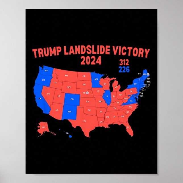 Poster Mapa Eleitoral 2024 Trump 312 Trump Landslides (Frente)