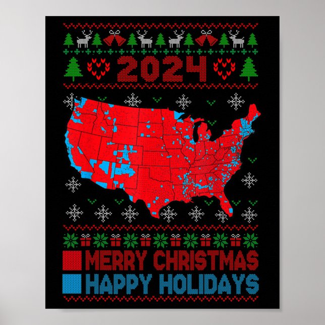 Poster Mapa Eleitoral 2024 Trump Desmoronamento Feio Nata (Frente)