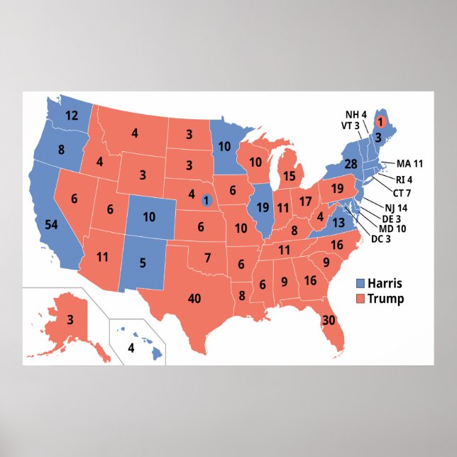Poster Mapa Eleitoral de 2024 da Academia Americana (Frente)