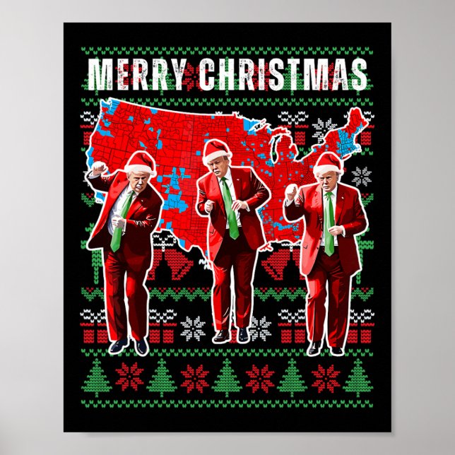 Poster Mapa eleitoral de Trump Papais noeis de Natal Feli (Frente)