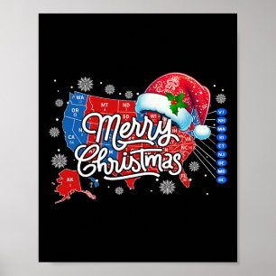 Poster Mapa eleitoral de Trump Papais noeis de Natal Feli
