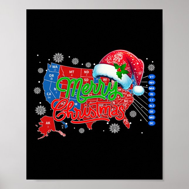Poster Mapa eleitoral de Trump Papais noeis de Natal Feli (Frente)
