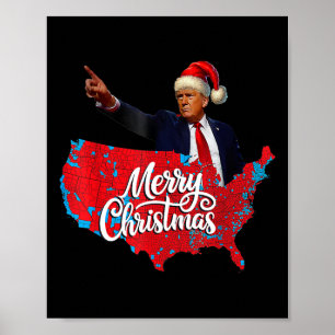 Poster Mapa eleitoral de Trump Papais noeis de Natal Feli