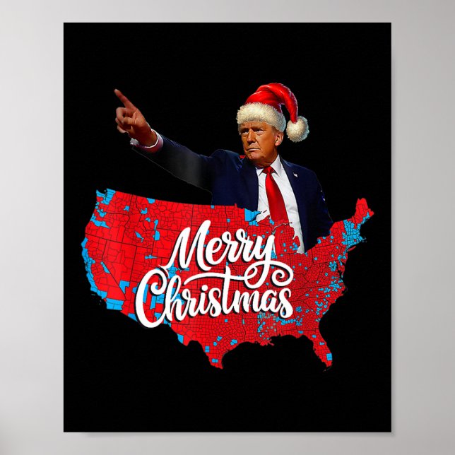Poster Mapa eleitoral de Trump Papais noeis de Natal Feli (Frente)