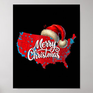 Poster Mapa Eleitoral Trump Merry Christmas Férias Santa 