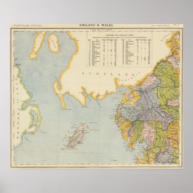 Póster Mapa em d'água para Inglaterra, País de Gales 1 (Frente)