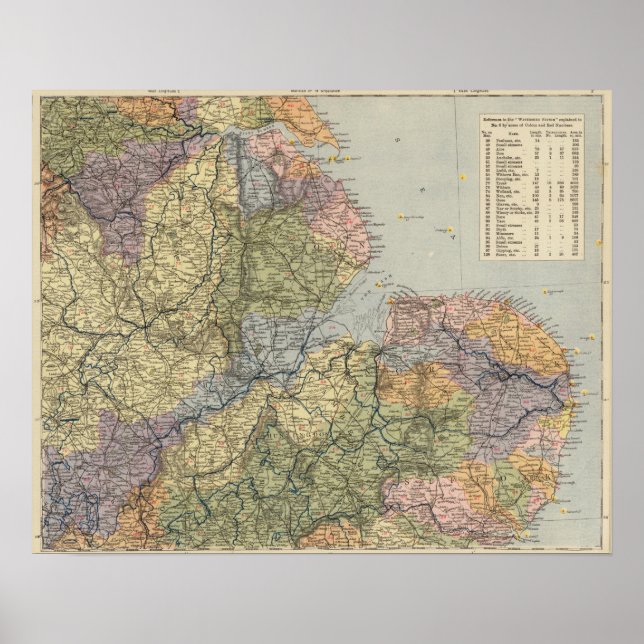 Poster Mapa em d'água para Inglaterra, País de Gales 4 (Frente)