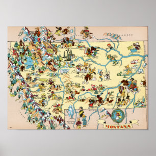 Poster Mapa engraçado de Montana