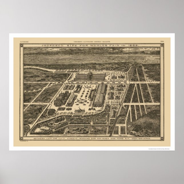 Póster Mapa Equitativo Mundial de Manhattan Nova Iorque 1 (Frente)