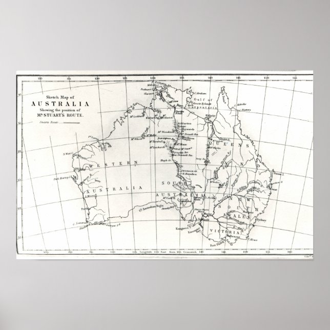 Poster Mapa esquemático da Austrália (Frente)