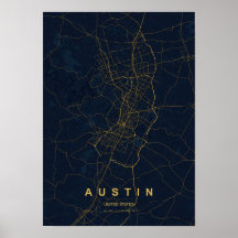 Mapa Estilizado de Austin Texas | Destaque Moderno