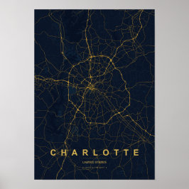 Poster Mapa Estilizado de Charlotte Carolina do Norte | M
