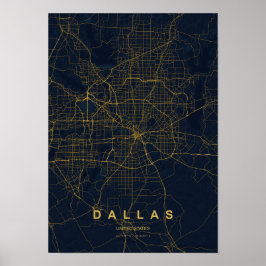 Poster Mapa Estilizado de Dallas Texas | Destaque Moderno