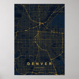 Poster Mapa Estilizado de Denver Colorado Impresso