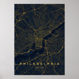 Poster Mapa Estilizado de Filadélfia Pensilvânia Impresso