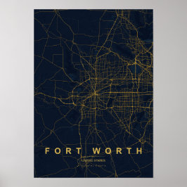 Poster Mapa Estilizado de Fort Worth Texas