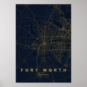 Poster Mapa Estilizado de Fort Worth Texas