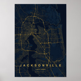 Poster Mapa Estilizado de Jacksonville Florida Impresso