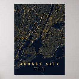 Poster Mapa Estilizado de Jersey City Nova Jersey Impress