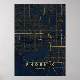 Poster Mapa Estilizado de Phoenix Arizona Impresso