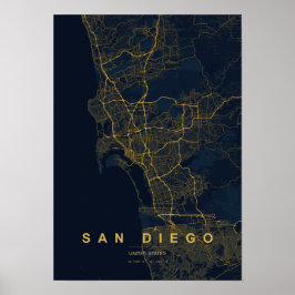 Poster Mapa Estilizado de San Diego Califórnia