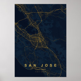 Poster Mapa Estilizado de San Jose Califórnia Impresso