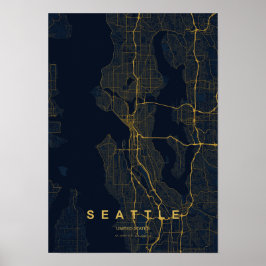 Poster Mapa Estilizado de Seattle Washington Impresso