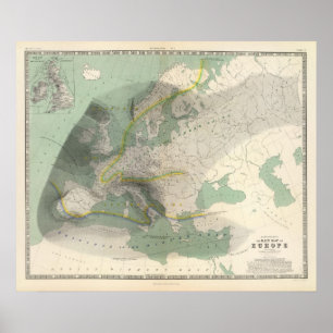 Poster Mapa Europa de Hyetographic