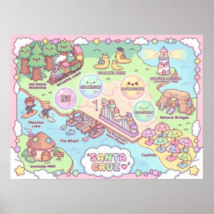 Poster Mapa Fantasia de Santa Cruz – Arte Costeira Mítica