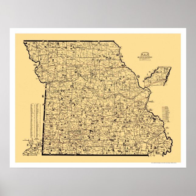 Póster Mapa Ferroviário do Missouri 1897 (Frente)
