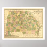Mapa ferroviário Geórgia & Alabama 1839