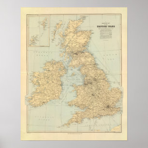 Póster Mapa ferroviário, Ilhas Britânicas