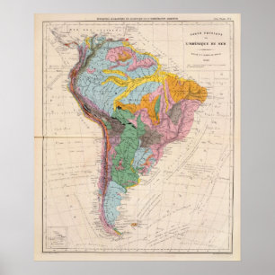 Póster Mapa físico da América do Sul