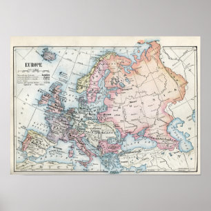 Poster Mapa físico da Europa (1916)