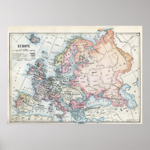 Poster Mapa físico da Europa (1916)