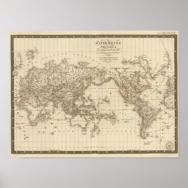 Poster Mapa físico do mundo (Frente)