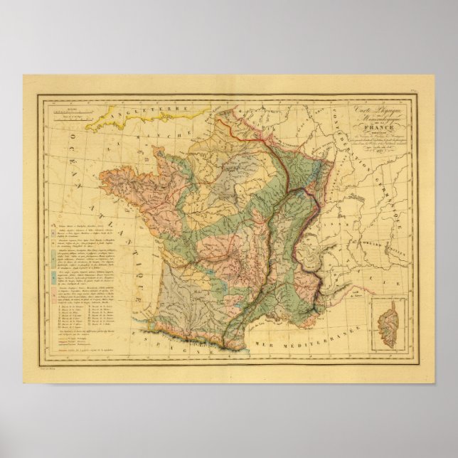 Poster Mapa físico-mineralógico da França (Frente)