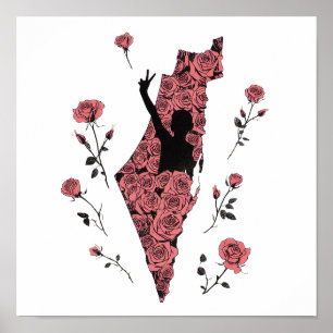Poster mapa floral palestino